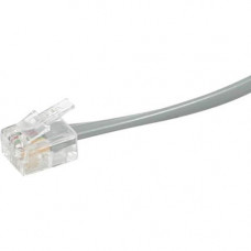 C2g 50ft RJ11 6P4C Straight Modular Cable - RJ-11 Male - RJ-11 Male - 50ft - Satin Silver 09593