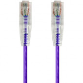 Monoprice SlimRun Cat6 28AWG UTP Ethernet Network Cable, 1ft Purple - 1 ft Category 6 Network Cable for Network Device - First End: 1 x RJ-45 Network - Male - Second End: 1 x RJ-45 Network - Male - Patch Cable - 28 AWG - Purple 14796