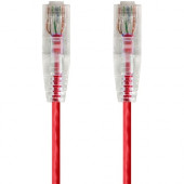 Monoprice SlimRun Cat6 28AWG UTP Ethernet Network Cable, 3ft Red - 3 ft Category 6 Network Cable for Network Device - First End: 1 x RJ-45 Male Network - Second End: 1 x RJ-45 Male Network - Patch Cable - Red 14806