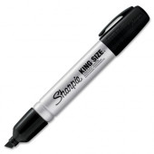 Newell Rubbermaid Sharpie King-Size Permanent Markers - Chisel Marker Point Style - Black - Silver Aluminum Barrel - 12 / Dozen - TAA Compliance 15001