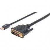 Manhattan Mini DisplayPort 1.2a to DVI-D Cable - 6 ft - DVI-D/Mini DisplayPort for Video Device, Monitor, LCD TV, Plasma, Projector - 345.60 MB/s - 6 ft - 1 x Mini DisplayPort Male Digital Video - 1 x DVI-D Male Digital Video - Gold Plated Connector - Gol