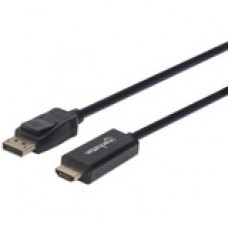 Manhattan 1080p DisplayPort to HDMI Cable - 9.84 ft DisplayPort/HDMI A/V Cable for Audio/Video Device, PC, HDTV, Monitor, Projector, Desktop Computer - First End: 1 x 20-pin DisplayPort Male Digital Audio/Video - Second End: 1 x 19-pin HDMI Male Digital A