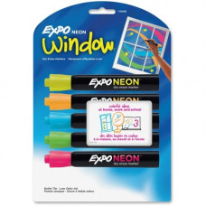 Newell Rubbermaid Expo Neon Window Neon Dry-erase Markers - Bullet Marker Point Style - Neon Yellow, Neon Blue, Neon Green, Neon Orange, Neon Pink - Assorted Barrel - 5 / Set - TAA Compliance 1752226