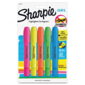 Newell Rubbermaid Sharpie Gel Highlighters - Bullet Marker Point Style - Fluorescent Blue, Fluorescent Green, Fluorescent Orange, Fluorescent Pink, Fluorescent Yellow Gel-based Ink - 5 / Set - TAA Compliance 1803277