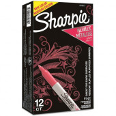 Newell Rubbermaid Sanford Sharpie Metallic Permanent Marker - Fine Marker Point - Bullet Marker Point Style - Red Alcohol Based Ink - 12 / Dozen - TAA Compliance 2029673