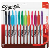 Newell Rubbermaid Sharpie Retractable Fine Point Permanent Marker - Fine Marker Point - Aqua, Berry, Black, Blue, Green, Lime, Navy, Orange, Plum, Purple, Red, ... - 12 / Set 32707