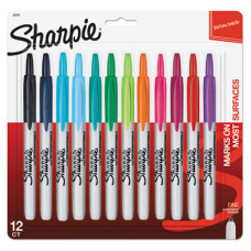 Newell Rubbermaid Sharpie Retractable Fine Point Permanent Marker - Fine Marker Point - Aqua, Berry, Black, Blue, Green, Lime, Navy, Orange, Plum, Purple, Red, ... - 12 / Set 32707