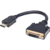 Manhattan HDMI to DVI-D Cable - 7.87" DVI-D/HDMI Video Cable for Video Device, TV, Plasma, Satellite Receiver, LCD Monitor, DVD Player, Projector - First End: 1 x 19-pin HDMI Digital Audio/Video - Male - Second End: 1 x 25-pin DVI-D (Dual-Link) Digit