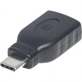 Manhattan USB 3.1 Gen 1 USB-C Male to USB-A Female Adapter - SuperSpeed - Type-C Male to Type-A Female - 5 Gbps - Black 354646