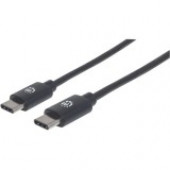 Manhattan Hi-Speed USB C Device Cable - 1.64 ft USB Data Transfer Cable - First End: 1 x Type C Male USB - Second End: 1 x Type C Male USB - 60 MB/s - Shielding - Nickel Plated Contact - Black 354868