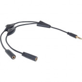 Manhattan 393980 Mini-phone Splitter Audio Cable - Mini-phone Audio Cable for Audio Device, Headphone, Cellular Phone - First End: 1 x 3.5mm Male Stereo Audio - Second End: 2 x 3.5mm Female Stereo Audio - Splitter Cable - 28 AWG 393980