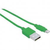 Manhattan iLynk USB Cable with Lightning Connector - MFi Certified - 6 inches - Green - USB 2.0, Type-A Male to 8-Pin Male, 6", Green, Lightning/USB for iPod, iPad, iPhone, Hub, Computer - 60 MB/s - 6" - 1 x Type A Male USB - 1 x Lightning Male 