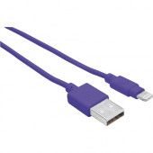 Manhattan iLynk USB Cable with Lightning Connector - MFi Certified - 6 inches - Purple - USB 2.0, Type-A Male to 8-Pin Male, 6", Purple, Lightning/USB for iPod, iPad, iPhone, Hub, Computer - 60 MB/s - 6" - 1 x Type A Male USB - 1 x Lightning Mal