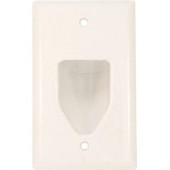 Monoprice Datacomm 1-Gang Recessed Low Voltage Cable Wall Plate, White - 1-gang - White - Polyvinyl Chloride (PVC) 3997