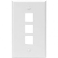 Leviton Single-Gang QuickPort Wallplate, 3-Port, White - 3 x Total Number of Socket(s) - 1-gang - White - Plastic 41080-C32-3WP