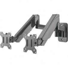 Manhattan Universal Gas Spring Dual Monitor Wall Mount - Two Gas-Spring Jointed Arms, Supports Two 17" to 32" TV or Monitors up to 8 kg (17.64 lbs.), packaging type: retail box 461627