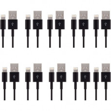 4XEM 10 Pack 3Ft 1M Black charging data and sync Cable For Apple iphone 5 5s 6 6s 6plus 7 7plus - 10 Pack Black Lightning to USB data sync cable forApple iPad, iPhone, iPod 3 ft 1 x Lightning Male Proprietary Connector - 1 x Type A Male USB connector 4XLI