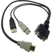 Lantronix Cable for Spider Duo-USB, Local Input, Standard 21.6" - 1.80 ft KVM Cable - First End: 2 x Type A Female USB, First End: 1 x HD-15 Female VGA - Second End: 1 x HDMI Male Digital Audio/Video 500-196-R