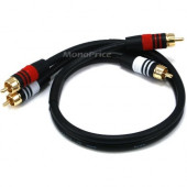 Monoprice 1.5ft Premium 2 RCA Plug/2 RCA Plug M/M 22AWG Cable - Black - 1.50 ft Coaxial Audio Cable for Audio Device - First End: 2 x RCA Male Audio - Second End: 2 x RCA Male Audio - Shielding - Gold Plated Connector - Black 5346