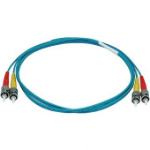 Monoprice 10Gb Fiber Optic Cable, ST/ST, Multi Mode, Duplex - 1 Meter (50/125 Type) - Aqua - 3.28 ft Fiber Optic Network Cable for Network Device - First End: 2 x ST Male Network - Second End: 2 x ST Male Network - 1.25 GB/s - 50/125 &micro;m - Aqua, 