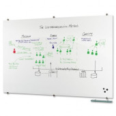 MooreCo Visionary Glass Dry-Erase Board - 72" (6 ft) Width x 48" (4 ft) Height - White Glass Surface - Rectangle - Assembly Required - 1 Each - GREENGUARD Compliance 83845