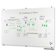 MooreCo Visionary Glass Dry-Erase Board - 72" (6 ft) Width x 48" (4 ft) Height - White Glass Surface - Rectangle - Assembly Required - 1 Each - GREENGUARD Compliance 83845