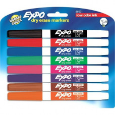 Newell Rubbermaid Expo Low-Odor Dry-erase Fine Tip Markers - Fine Marker Point - Black, Blue, Turquoise, Aqua, Green, Lime, Pink, Red - 8 / Set - TAA Compliance 86601