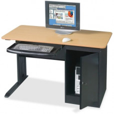 MooreCo Locking Computer Workstation - Powder Coated Base - 1 Drawers - 0.75" Table Top Thickness - Assembly Required - Laminated - GREENGUARD, TAA Compliance 89843