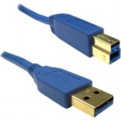 Weltron SuperSpeed 3.0 USB Cable A Male to B Male - 6.56 ft USB Data Transfer Cable for Printer, Hard Drive, Modem, Camera - First End: 1 x Type A Male USB - Second End: 1 x Type B Male USB - Shielding - Blue 90-USBAB-3.0-2M