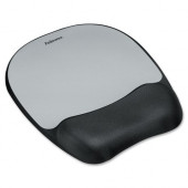 Fellowes Memory foam Mouse Pad/Wrist Rest- Silver Streak - Silver Streak - 1" x 7.9" x 9.3" Dimension - Silver - Memory Foam, Jersey Cover - Wear Resistant, Tear Resistant, Skid Proof - TAA Compliance 9175801