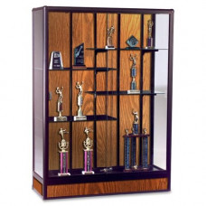 Mooreco Balt Elite Freestanding Display Case - 48" x 18" x 66" - 5 x Shelf(ves) - Security Lock, Adjustable Shelf - Oak - Glass, Aluminum - TAA Compliance 93R8410