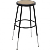 Ergotron Classroom Stool - Fiberboard Seat - Steel Frame - Four-legged Base - Black, Chrome - Metal - 17" Width x 17" Depth x 32.5" Height 97-859