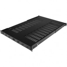 Startech.Com 1U Adjustable Mounting Depth Vented Rack Mount Shelf - Heavy Duty Fixed Rack Shelf - 250lbs / 113kg - 1U Rack Height x 19" Rack Width - Black - Steel - 250 lb Maximum Weight Capacity - TAA Compliant - RoHS, TAA Compliance ADJSHELFHDV