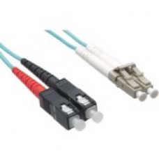 Axiom Fiber Optic Duplex Network Cable - 164.04 ft Fiber Optic Network Cable for Network Device - First End: 2 x LC Male Network - Second End: 2 x SC Male Network - 50/125 &micro;m - Aqua - TAA Compliant AXG96877