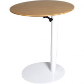 Ergoguys OVAL HEIGHT ADJUSTABLE CAFE TABLE WHITE BASE LIGHT BAMBOO TOP - Light Bamboo Oval Top - 20" Table Top Length x 8" Table Top Width - 26" Height BDL-6777