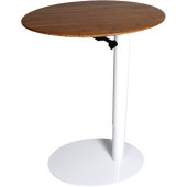 Ergoguys OVAL HEIGHT ADJUSTABLE CAFE TABLE WHITE BASE DARK BAMBOO TOP - Dark Bamboo Oval Top - White Base - 20" Table Top Length x 8" Table Top Width - 26" Height BDL-6784