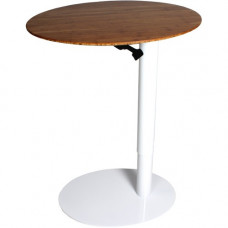 Ergoguys OVAL HEIGHT ADJUSTABLE CAFE TABLE WHITE BASE DARK BAMBOO TOP - Dark Bamboo Oval Top - White Base - 20" Table Top Length x 8" Table Top Width - 26" Height BDL-6784