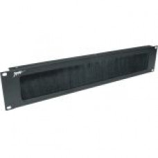 Middle Atlantic Products 2 Space Brush Grommet Panel - Grommet - Black Powder Coat - 2U Rack Height - 19" Panel Width BR2