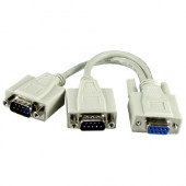 Qvs Serial DB9 Female to DB9 Male & Male Splitter Cable - 8" DB-9 Data Transfer Cable for Printer, Keyboard/Mouse, PDA, Camera - First End: 1 x DB-9 Female Serial - Second End: 2 x DB-9 Male Serial - Splitter Cable - Beige CC317Y