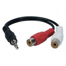 Qvs 3.5mm Mini-Stereo Male to Two RCA Female Speaker Adaptor - 6" Mini-phone/RCA Audio Cable for Audio Device, Speaker - First End: 1 x Mini-phone Male Stereo Audio - Second End: 2 x RCA Female Stereo Audio - Black, White, Red CC399MF