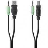 Belkin TAA USB/AUD SKVM CBL, USB A/B, 3.5mm AUDIO - 6 ft KVM Cable for Keyboard/Mouse, Audio Device, Computer, Server, KVM Switch - First End: 1 x 4-pin USB Type A Male USB, First End: 1 x Mini-phone Male Stereo Audio - Second End: 1 x 4-pin USB Type B Ma