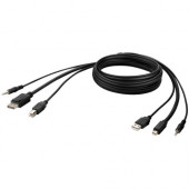 Belkin MiniDP to DP + USB A/B + Audio Passive Combo KVM Cable - 10 ft KVM Cable for Keyboard, Mouse, KVM Switch - First End: 1 x Mini DisplayPort Male Digital Audio/Video, First End: 1 x USB Type A Male, First End: 1 x 3.5mm Male Audio - Second End: 1 x D