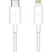 Belkin BOOST&uarr;CHARGE USB-C Cable with Lightning Connector - 4 ft Lightning/USB Data Transfer Cable for MacBook, iPad, iPhone, Notebook - First End: 1 x Type C Male USB - Second End: 1 x Lightning Male Proprietary Connector - MFI - White F8J239BT04