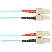 Black Box Duplex Fiber Optic Patch Network Cable - 16.40 ft Fiber Optic Network Cable for Network Device - First End: 2 x SC Male Network - Second End: 2 x SC Male Network - 10 Gbit/s - Patch Cable - 50/125 &micro;m - Aqua - TAA Compliant FOCMP10-005M