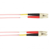 Black Box Fiber Optic Duplex Patch Network Cable - 32.80 ft Fiber Optic Network Cable for Network Device - First End: 2 x LC Male Network - Second End: 2 x LC Male Network - 10 Gbit/s - Patch Cable - OFNP - 50/125 &micro;m - Pink - TAA Compliant FOCMP