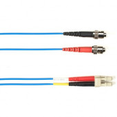 Black Box Fiber Optic Duplex Patch Network Cable - 49.20 ft Fiber Optic Network Cable for Network Device - First End: 2 x ST Male Network - Second End: 2 x LC Male Network - 10 Gbit/s - Patch Cable - OFNP - 50/125 &micro;m - Blue - TAA Compliant FOCMP