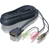 IOGEAR G2L7D03U KVM Cable - 10 ft DVI/Mini-phone/USB KVM Cable for KVM Switch - First End: 1 x Type A Male USB, First End: 2 x Mini-phone Male Audio, First End: 1 x DVI-D (Single-Link) Male Digital Video - Second End: 1 x Type B Male USB, Second End: 2 x 