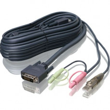 IOGEAR G2L7D05UDTAA KVM Cable - 16 ft KVM Cable for KVM Switch, Microphone - First End: 1 x DVI-D (Dual-Link) Male Digital Video, First End: 1 x Type A Male USB, First End: 2 x Mini-phone Audio - Second End: 1 x DVI-D (Dual-Link) Male Digital Video, Secon