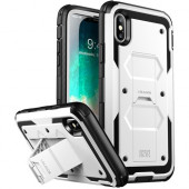 I-Blason Armorbox Carrying Case (Holster) iPhone X - White - Drop Resistant, Shock Absorbing, Scratch Resistant, Scrape Resistant - Polycarbonate Exterior, Thermoplastic Polyurethane (TPU) - Holster, Belt Clip IPHX-ARMRBX