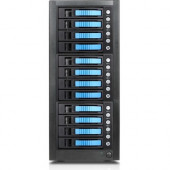 Istarusa RAIDage JAGE9BT12HDBL Drive Enclosure 12Gb/s SAS, SATA/600 - Mini-SAS HD Host Interface Tower - Black, Blue - Hot Swappable Bays - 12 x HDD Supported - 12 x 2.5"/3.5" Bay - Steel JAGE9BT12HDBL